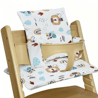 Hochstuhl Kissen für Stokke Tripp Trapp, Rutschfest Hochstuhl Sitzkissen Set, Hochstuhlkissen Zubehör Baby, Verdickung Weiches Sitzkissen für Baby & Kids mit Klettverschluss