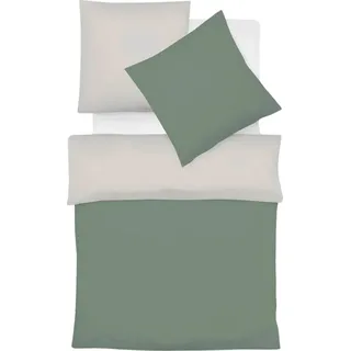 Fleuresse Halbleinen Wendebettwäsche Provence W Verviers 200x220 cm + 2x 80x80 cm salbei-leinen - Schwarz