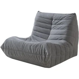 [en.casa] Bodensessel Kodsø Polyester 90 x 75 x 100 cm Grau mit Hocker
