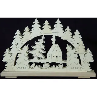 schwibbola holzkunst aus dem erzgebirge Schwibbogen Winterhütte B x H= 50x31cm NEU Lichterbogen Fensterschmuck Holz