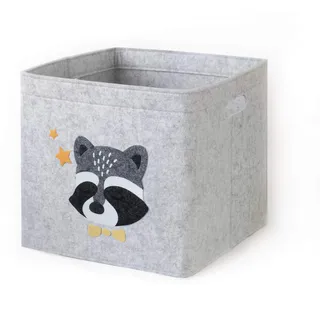 Lucky Sign - Aufbewahrungsbox Kinder faltbar Spielzeugkiste aus Filz Aufbewahrungskorb Wickeltisch für Kinderzimmer, 33x33x30cm - Waschbärchen