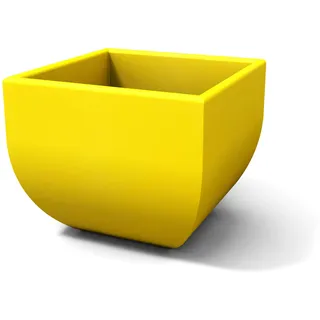 Kloris Moderne quadratische Vase Mittelmeer, glatt, 35 x 35 cm, Höhe 31 cm, Farbe Gelb, hergestellt in Italien