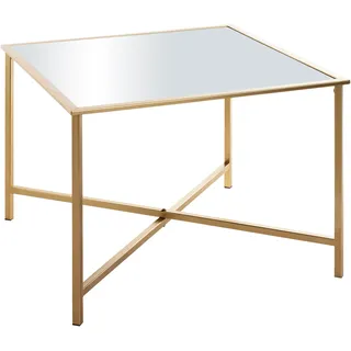 Haku-Möbel HAKU Beistelltisch Gold Metall Spiegel 5 mm Sofatisch Couchtisch eckig - Maße: B 60 x H 45 x T 60 cm Style: Art Deco