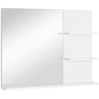 kleankin Badspiegel mit 3 Ablagen, Wandspiegel, Badezimmerspiegel, Spiegelregal für Badezimmer, Weiß, 60 x 10 x 48 cm - Weiß