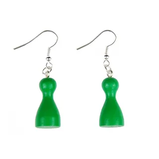 Miniblings Spielfigur Ohrringe Brettspiel Spiel Spielkegel Holz Männchen grün - Handmade Modeschmuck I Ohrhänger Ohrschmuck versilbert