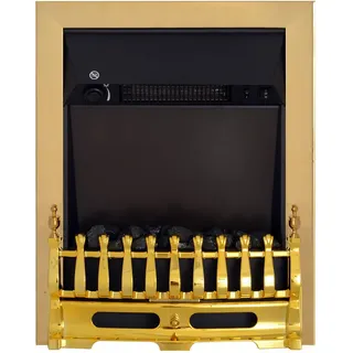 Homcom Elektrokamin Kaminofen 1000/2000W Elektrischer Kamin Standkamin Gold , Goldfarben , Metall , 18.5x59.2x48.2 cm , Elektrogeräte, Heizgeräte, Elektrokamine
