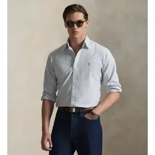 Polo Ralph Lauren für Herren. 710953704501 Custom Fit gestreiftes Oxford-Hemd weiß, marineblau (XL), Lässig, Party, Baumwolle, Klassisch, La