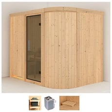 Bild Sauna »Thyra 4«, (Set), 9-kW-Ofen mit integrierter Steuerung beige