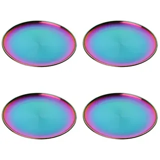 Buyer Star Edelstahl Regenbogen Teller Metall Teller 23cm Camping Servieren Salatteller Geschirr Set für 4