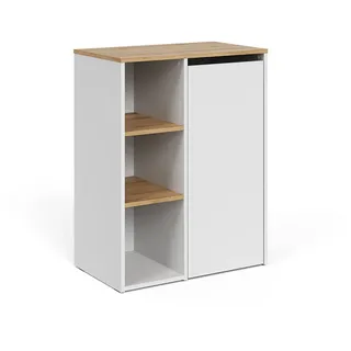 Vicco Badschrank Viktor, Weiß/Artisan, 68 x 88.2 cm mit offenen Regalen und Wäschekorb