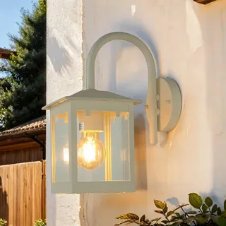 Licht-Erlebnisse Außenwandleuchte Metall in Creme IP23 Haus Balkon T:25 cm E27 max. 60 Watt Laterne Rustikale Outdoor Wandlampe Garten CREME