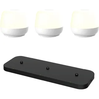 Luxus - Tischlampe Naxos - 3er Set - Weiß + Ladestation schwarz - H8 x Ø9