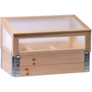 dobar 58411e Frühbeet mit Untersatz Gr. L - Frühbeetaufsatz Massivholz - Gewächshaus mit Deckel - Pflanzkasten für die Anzucht - Salat/Gemüse/Setzlinge - 100 x 50 x 50 cm - Natur