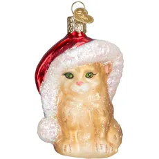 Old World Christmas Weihnachtsmann-Kätzchen, Glasgeblasene Ornamente für den Weihnachtsbaum