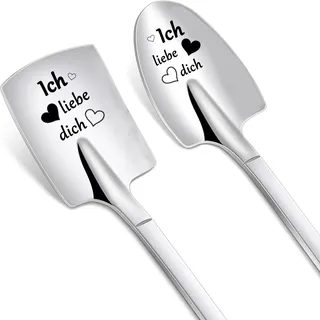 DIKARIYA Jahrestag Geschenk für Ihn, 2er Eislöffel mit Gravur Ich Liebe Dich Geschenk für Frauen, Hochzeitstag Geschenke für Männer, Liebeslöffel Lieblingsmensch Geschenke für Sie Freundin Freund Mann