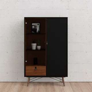 Andas »Ry Glasvitrine Vitrinenschrank Ausstellung Sammelvitrine« mit Glastür und einer geschlossenen Tür sowie einer Schublade