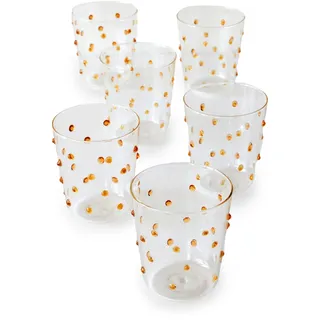 Zafferano Party Gläser Set aus Borosilikatglas im Polka Dot Design (Gold)