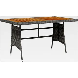 Gartentisch, Klapptisch für den Garten, Balkontisch, Gartenmöbel, Klappbarer Tisch, Grau 130x70x72 cm Poly Rattan & Akazienholz - Grau