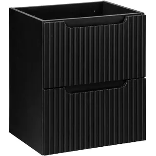 Badezimmerschrank 50 cm schwarz gefräst für Waschbecken 2 Schubladen - Schwarz