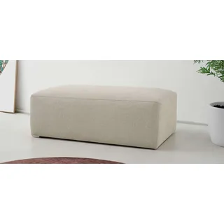 OTTO home Polsterhocker »Koa Pouf, Webstoff, Cord, Struktur, Chenille« Wellenunterfederung, weicher Lounge-Sitzkomfort, beige