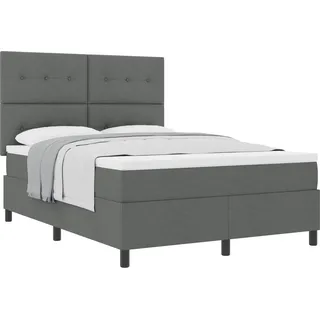 vidaXL Boxspringbett mit Kopfteil Dunkelgrau 140 x 200 cm Stoff - Grau