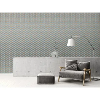 A.S. Création Retro-Tapete 70er Jahre 0,53 x 8,5 m -Tapete-Vintage Grafik-Muster in Blau, Braun, Gelb - Vliestapete Retro Chic Made in Germany - 395383