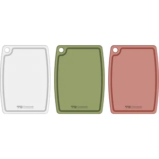 Greenworks Satz von 3 Schneidebretter Recyceltes Plastik 37x28cm Rosa Grün Weiß