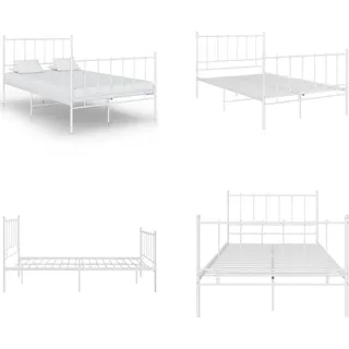vidaXL Bett Weiß Metall 120x200 cm - Bettgestell - Bettgestelle - Bettrahmen - Bettrahmen - Weiß