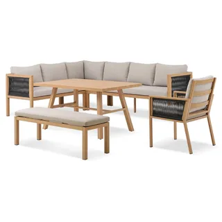 Gardissimo LUKA Rope Alu Ecklounge Gartenmöbel Set Holzoptik Gruppe links