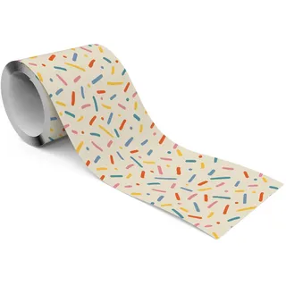 Muralo Tapetenbordüre selbstklebend Konfetti bunte Muster Abstraktion Wanddeko , Rot, Blau, Rosa, Beige , Papier , Abstrakt, Streetart/Graffiti , Rechteckig , 10x300x300 cm , Tapeten & Wandverkleidungen, Wandtattoos & Sticker