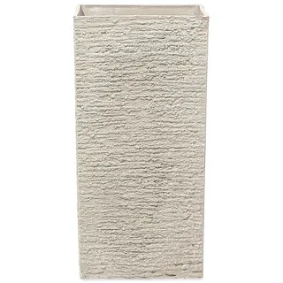 Beliani Blumentopf hellbeige quadratisch 35/35/70 cm Gaza , Beige , Stein , 70 cm , Dekoration, Blumen & Blumentöpfe, Übertöpfe