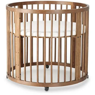 Deryan Willow Rundes Laufgitter – Holzlaufgitter für Babys – Mit Matratze – Baby-Laufstall Warmbraun – Sicherer Spielbereich aus Holz für den Innenbereich – Warmbraun