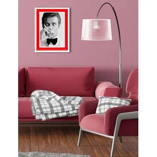 Queence Bild mit Rahmen »Roger Moore« bild(er): von Männern Film Filmfiguren Gesicht Mann Schwarz-Weiß 1 Stk. tlg. Poster mit buntem Acrylglas, Passepartout,
