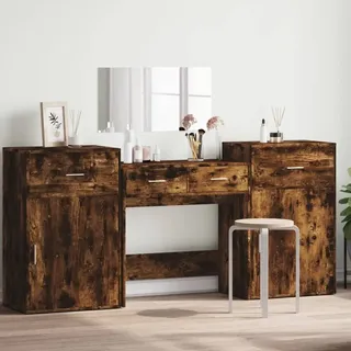 Design 4-tlg. Schminktisch-Set Räuchereiche Holzwerkstoff, Schlafzimmer 2024 Neu - Braun