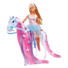 Simba 105733519 - Steffi Love Riding Princess, Puppe als Prinzessin mit Pferd, vollbeweglich, mit Bürste, Haarclip und Zwei Strähnen, 29cm, Für Kinder ab 3 Jahren geeignet