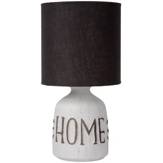 Tischlampe Keramik Stoff Weiß Taupe Schlafzimmer 32,5 cm E14 Nachttisch Leuchte