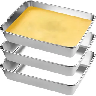 Panierschalen Set 3-teilig, Panierstraße Edelstahl 25.5x19.5x5cm Schale zum Panieren, Edelstahl Backblech, Schnitzel Fleisch Fisch, Rechteckige Metall Gastro Behälter für Schnitzel, Fleisch, Fisch
