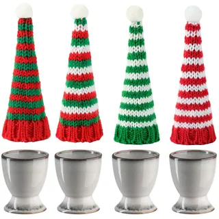 Bluweet Eierbecher 4er Stück Set Eierhalter Eierständer Porzellan aus Keramik cm für Jeden Frühstückstisch Hart und Weichgekochten Eiern Grau 4 Löffel