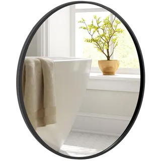 Costway Badezimmerspiegel Schwarz , Glas , 61x2.5x61 cm , Badezimmer, Badezimmerspiegel, Badspiegel
