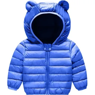 Baby Winter Mantel mit Kapuze Kinder Jacke Langarm Leicht Jacke Blau 6-12 Monate