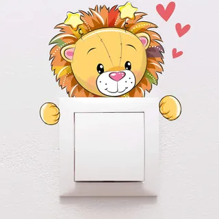 Sticker Schalter und Steckdose | Wandaufkleber Löwe - Wanddekoration Kinderzimmer - 10 x 10 cm