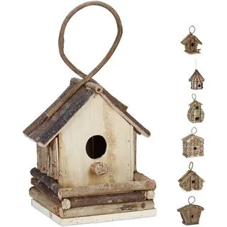 Relaxdays Vogelhaus Holz, Natur zum Aufhängen,