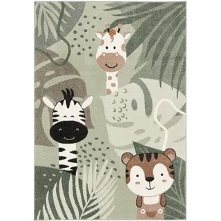 Pergamon Kinder Teppich Softstar Kids Safari Friends , Grün , Textil , Animalprint , 160x230 cm , Teppiche und Böden, Teppiche, Kinderteppiche