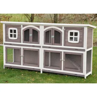 XXL Kleintierstall Murmel taupe 211x52x107 cm - Taupe