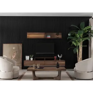Wohnwand Wand Braune Wohnwände Schrank tv Schränke Wandregal Schrankwände - Braun