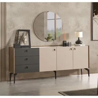 Sideboard mit Spiegel Holz Möbel Luxus Stil Modern 2tlg Garnitur Neu - Bunt