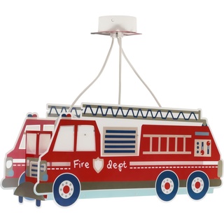 Dalber Lampe kinderzimmer, kinderlampe Pendelleuchte Hängelampe, Deckenleuchte Kinder, Deckenlampe kinderzimmer Fire Truck Feuerwehrauto Police, Deckenlampe Kinderzimmer, 60610, E27