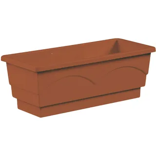 Emsa Blumenkasten für den Balkon, Selbstbewässerungssystem, Länge 50 cm, Terrakotta, Lago, 501837