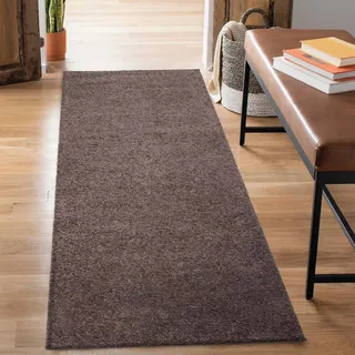 Carpet City Hochflor-Läufer »City Shaggy«, rechteckig, 30 mm Höhe, Teppich Einfarbig Uni, besonders flauschig-weich, braun