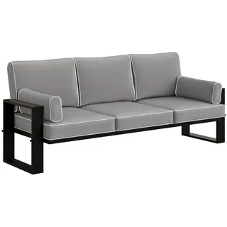 Beautysofa Loungesofa 3-Sitzer Verdino mit Metallrahmen 215 cm anthrazit , Anthrazit , 215x90x87 cm , Gartenmöbel, Loungemöbel, Gartensofas & Loungesofas